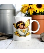 Sleeping Sunflower Fairy Mug – Black Fairy in Teacup | 11oz &amp; 15oz Sizes - €13,49 EUR+