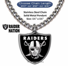 Large Vegas Raiders Necklace Stainless-Steel Chain Nfl Football Raider Nation&#39; - $20.76