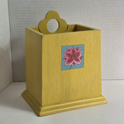 Primary image for Olive & Thyme Yellow Painted Wooden Letter Box Organizer Tabletop Wall Mounted