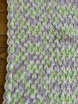 Hand Made Crocheted Soft Colors Multi Color Throw Blanket  38”x 51” - £11.83 GBP