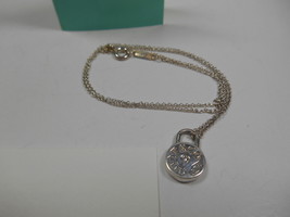 Tiffany &amp; Co. 1837 Diamond Round Padlock Necklace Charm Pendant Sterling... - $278.38