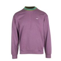 Obey Men&#39;s Purple Green Aqua Collar Crew Neck L/S Sweater (S01B) - £15.65 GBP
