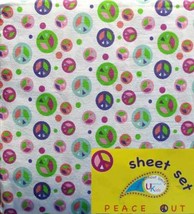 PEACE SIGNS POLKA DOTS MULTICOLOR 3PC TWIN SHEETS BEDDING SET NEW - £24.58 GBP