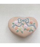 Vintage Victorian  look shabby chic heart shaped trinket box floral pattern - $19.75