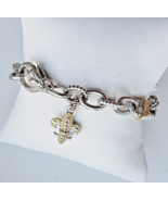 JUDITH RIPKA 14K GOLD-CLAD 925 STERLING SILVER FLEUR-DE-LIS CZ CHARM BRA... - $327.45 CAD