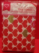 Home Holiday Tablecloth 60 x 102 Vinyl Valentine Red Green Heart Table Cloth New - £12.72 GBP