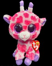 Beanie Boos Giraffe TWIGS 6&quot; Seated Pink Purple Glitter Eyes Plush Stuffed 2014 - £9.83 GBP