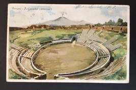 Italy Pompei Anfiteatro Divided Back PC Artist Signed Posted 1908 w/ Stamp - £5.50 GBP