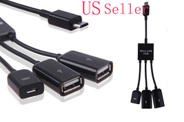 Dual Micro Usb Otg Hub Host Adapter Cable For Samsung Galaxy Tab3 S4 S5 S3 - £11.94 GBP