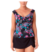 Anne Cole Wrap Off The Shoulder Tankini Top, 16W - £23.22 GBP