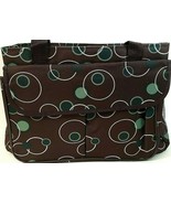 Brown Polka Dot Tote With 3 Outer Pockets and Plastic Lining 19&quot; x 11&quot; x... - £7.46 GBP