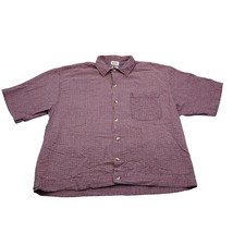 Bon Homme Shirt Mens Large Red Blue Check button Up Short Sleeve Casual - $18.69