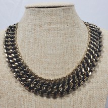 Vintage Braided Statement Necklace 18 Inch Gold Tone &amp; Black - $14.50