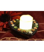Handcrafted Mixed Media Heart Shaped Tealight Candle Holder Decor Small ... - €4,63 EUR