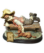 Boy on Bench Dog Beach Royal M E Art Collection &amp; Tag Capodimonte Duncan... - £44.74 GBP