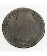 1774PTS Jr Bolivie 2 Reales Pièce Argent Counterstamped (79), Km 53 - $211.96 CAD