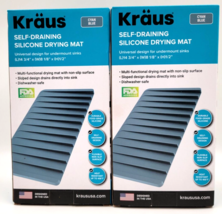 Two Kraus Self-Draining Silicone Drying Mat Heat Resistant Flexible Cyan Blue - £14.24 GBP