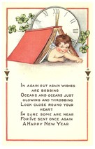 In Again Out Again Wishes are Bobbing cherub Book New Year Whitney Made Postcard - £5.49 GBP