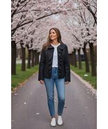 Beyond Threads Alpaca Wool Ruffle Jacket Black Lined Cozy 2 Way Zip Up S... - $1,767.67 MXN