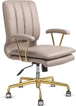 LEAGOO PU-Padded Office Desk Chair, 130° Tiltable Mid-Back Ergonomic Chair - £132.50 GBP