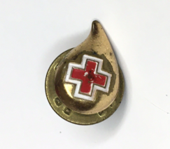American Red Cross Blood Donor Lapel Tack Pin Gold Tone &amp; Enamel Vintage... - £7.96 GBP