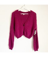 NWT Nordstrom BP Fuzzy V-neck Cardigan Ribbed Tank Sweater Set Pink Crop... - $30.15 CAD