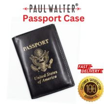 Vegan Leather Black US Passport Cover ID Holder Wallet Travel Case - £7.47 GBP