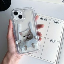 Korean cute 3d funny cat puppy transparent case for iphone 14 13 12 11 pro max thumb200