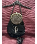 1900’s Original Antique Velvet Monogram Beaded Purse Bag Black Vintage P... - $181.03 CAD
