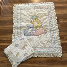 Vintage Toddletime Handmade Sleeping Three Bears Baby Crib Sheet &amp; Comforter - £118.89 GBP
