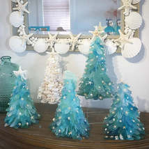 DIY Blue Christmas Tree Glass Uniquely Creative Holiday Decor - £22.90 GBP
