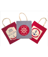 Seaside Canvas Tote Bags Set Of 3 Shopper Beach Gym Grocery Purse 3 Designs - €12,88 EUR