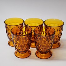 Vintage American Whitehall By Colony Cubist 4⅜” Amber Juice Tumblers - Set Of 5 - £29.55 GBP