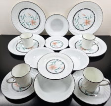 (4) Corelle Tiger Lily 4 Pc Place Setting Vintage Corning Flower Swirl B... - £76.32 GBP