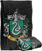 Harry Potter Slytherin Crest Black Silky Touch Super Soft Throw, Slytherin Crest - £37.95 GBP