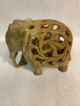 Vintage Soapstone Hand Carved Pregnant Mother Elephant wtih Baby Elephant inside - £31.13 GBP