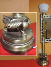 Vintage Brass / Bronze 35&quot; Table Lamp Diffuser Torchiere Shade Regency R... - $80.99