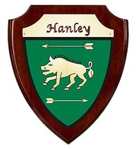 Hanley Irish Coat of Arms Shield Plaque - Rosewood Finish - £34.13 GBP