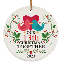 Funny Couple Bird Ornament Gift Decor 13th Wedding Anniversary 13 Year Christmas - £11.83 GBP
