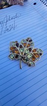 Vintage NOLAN MILLER Signed Maple Leaf Yellow &amp; Amber Rhinestone Brooch - $70.13