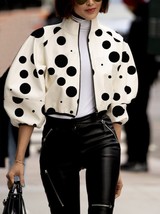 Yeezzi 2023 Korean Fashion Puff Sleeves Polka Dot Stand Collar Jackets Spring Su - £54.11 GBP