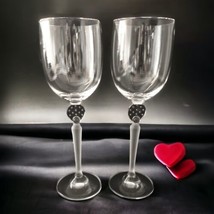 Mikasa Moonlight Frost Goblet Crystal Wine Glass Long Frosted Stem Bubbles  - $39.59