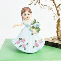 Lego Birthday Girl Ceramic Figurine Brunette Blue Dress Vintage - £13.02 GBP