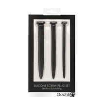 Ouch! Urethral Sounding Silicone Screw Plug Set Black 9 mm / 13 mm / 16.5 mm - £34.56 GBP