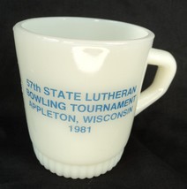 1981 Fire King Lutheran Bowling Tournament Mug - 3.5&quot; Tall Coffee Cup - £15.43 GBP