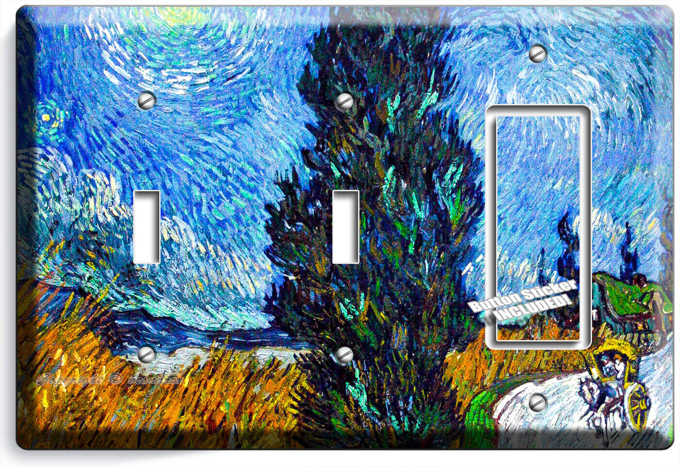 VAN GOGH PROVIDENCE COUNTRY ROAD BY NIGHT LIGHTSWITCH OUTLET WALL PLATE ROOM ART Item image 7