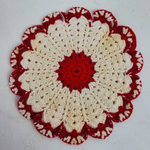 Vintage Mid Century Hand Crochet Kitchen Pot Holder Hot Pad 5.5 Inch Round - $11.30