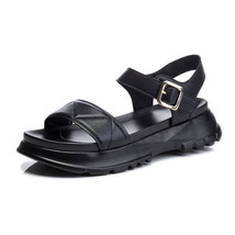 Concise Design Women Sandals Summer Genuine Leather Platform Shoes Woman Summer  - £63.62 GBP