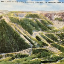 Montana Highway To Yellowstone Vintage Postcard Linen Switchbacks Americana West - £10.01 GBP