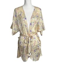 Vintage 100% Silk Robe Floral Belted Kimono Size M - £31.39 GBP